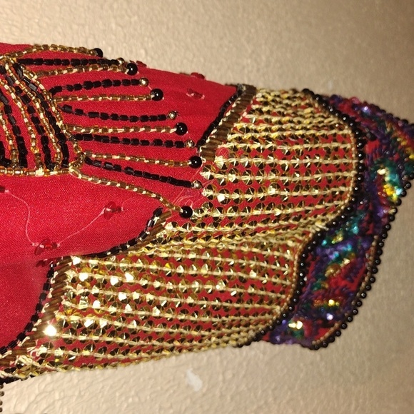 Beautiful Vintage Lawrence Kagar Heavily beaded 100% Silk Shell 80's Egyptian L - Picture 6 of 8
